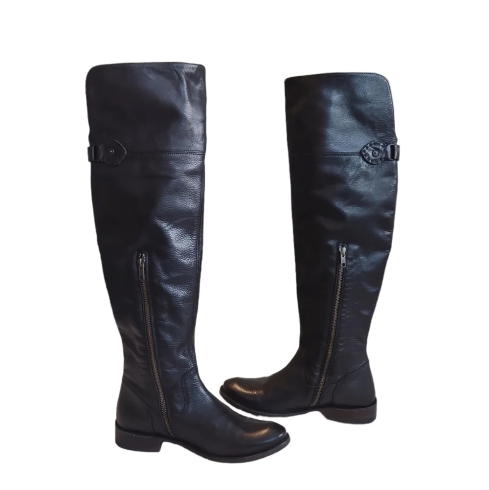 Frye Shirley 7 / 7.5 black leather over the knee boots